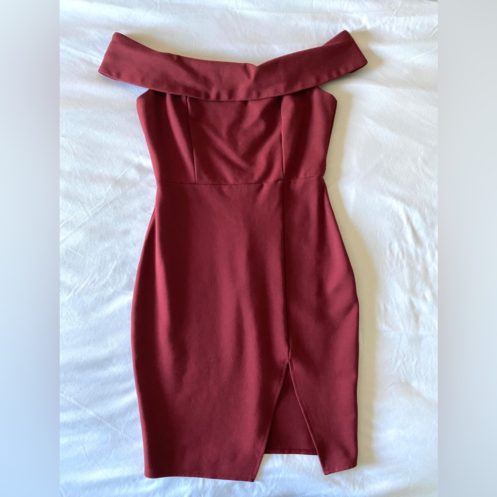 Lulu's Burgundy Off-Shoulder Dress
